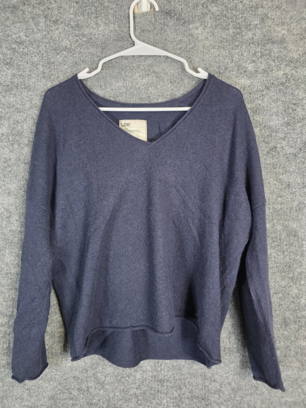 LDB Sweater Womens 1 Blue 100% Cashmere V Neck Pullover Pilling Soft Knit